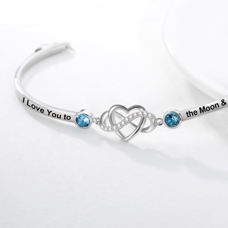 AOBOCO 925 Sterling Silver Adjustable Infinity Heart Bangle Bracelet for Sister Best Friend Daughter Mom Grandma Granddaughter Daughter in Law Godmother Goddaughter Stepmom Stepdaughter - Image 3